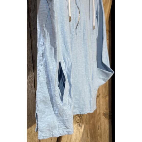 Vintage Tommy Hilfiger Women's Size L Baby Blue Lightweight 1/4 Zip Sweatshirt - Picture 4 of 10